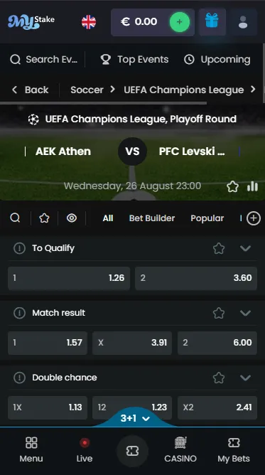 In-play bet slip on a phone