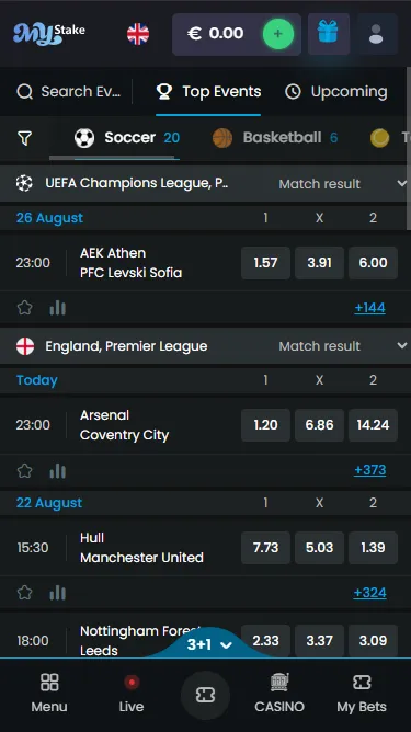 Sportsbook on mobile
